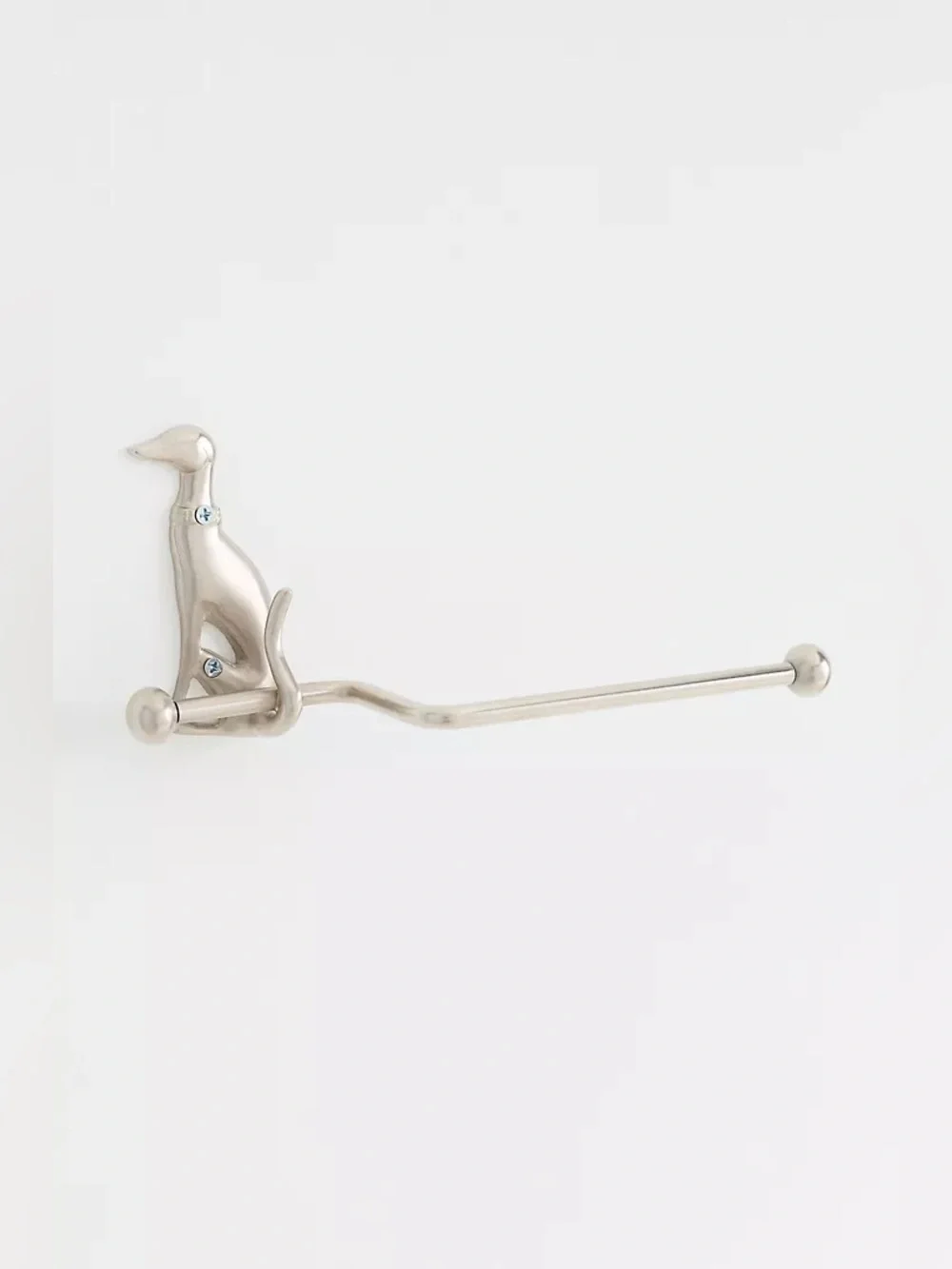 New Anthropologie Home Decor Silver Caine Dog Brass Toilet Paper Holder Hook